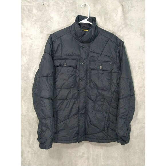 Volcom Jacket Mens Medium Black Workwear Puffer Full Zip Nylon Django - Picture 1 of 8